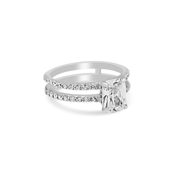 CZ Double Band Sterling Silver Ring - Atlanta Jewelers Supply