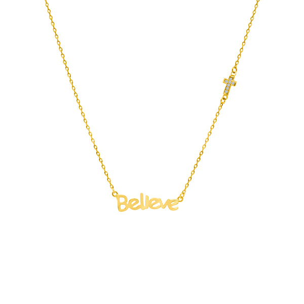 Believe Necklace with Cz Cross - Atlanta Jewelers Supply