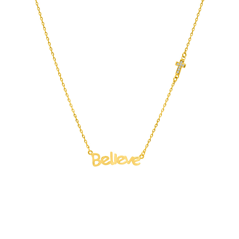 Believe Necklace with Cz Cross - Atlanta Jewelers Supply