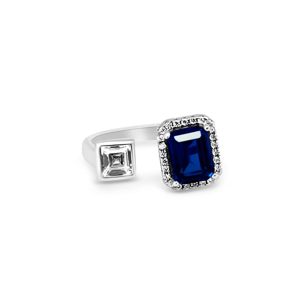 Blue Gemstone Cz Open Band Ring - Atlanta Jewelers Supply