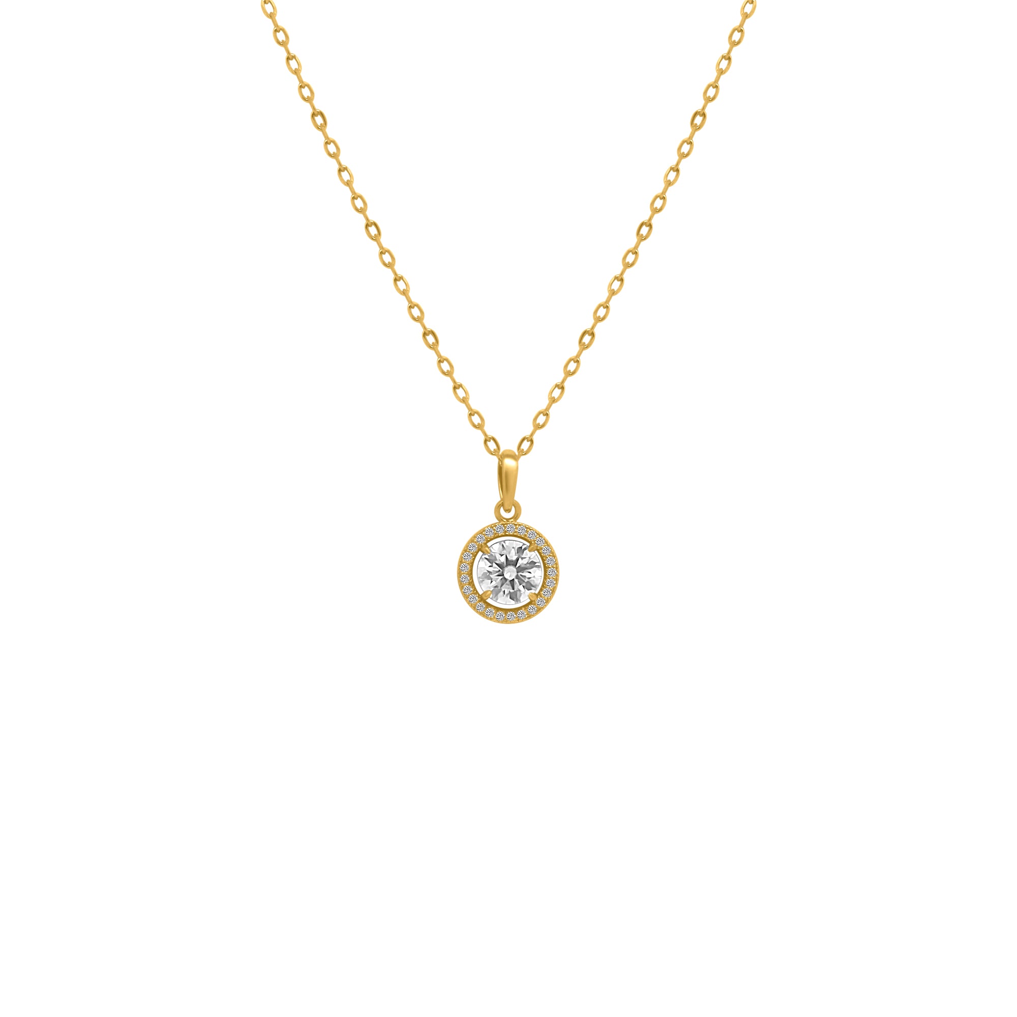 Sterling Silver 4 Prong Round Moissanite W/ Border Necklace