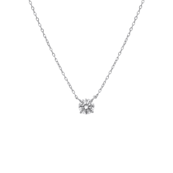 Sterling Silver 4 Prong Round 7mm 1.2 CT Moissanite Necklace W/ Certification