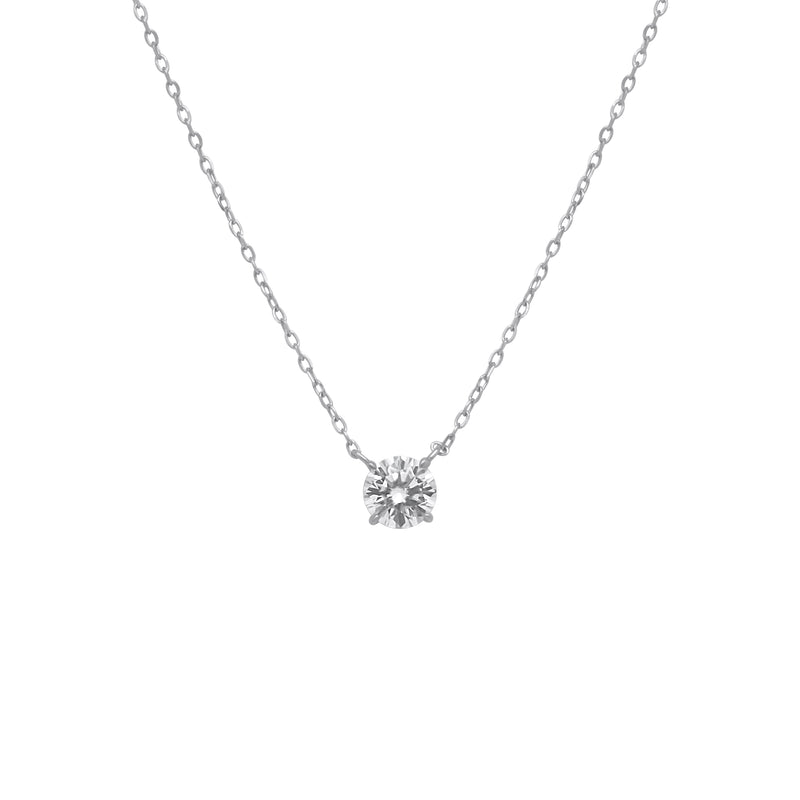 Sterling Silver 4 Prong Round 7mm 1.2 CT Moissanite Necklace W/ Certification