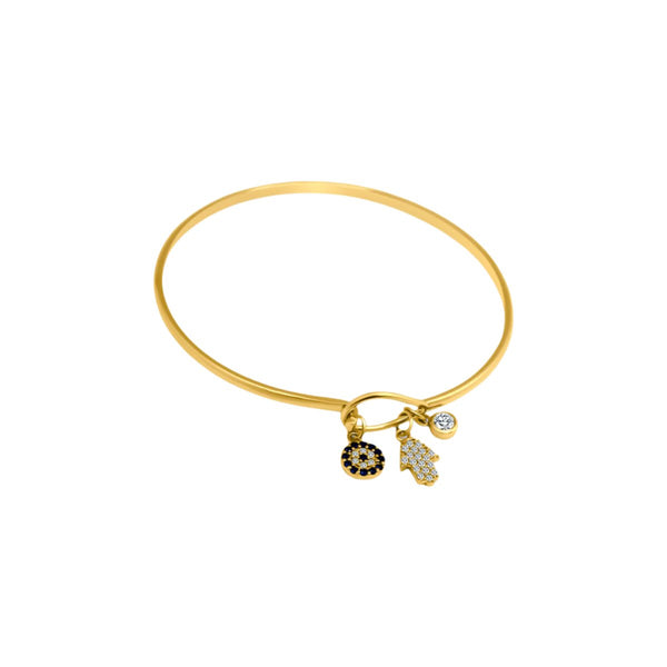 Gold Hamsa Evil Eye Charm Bangle - Atlanta Jewelers Supply