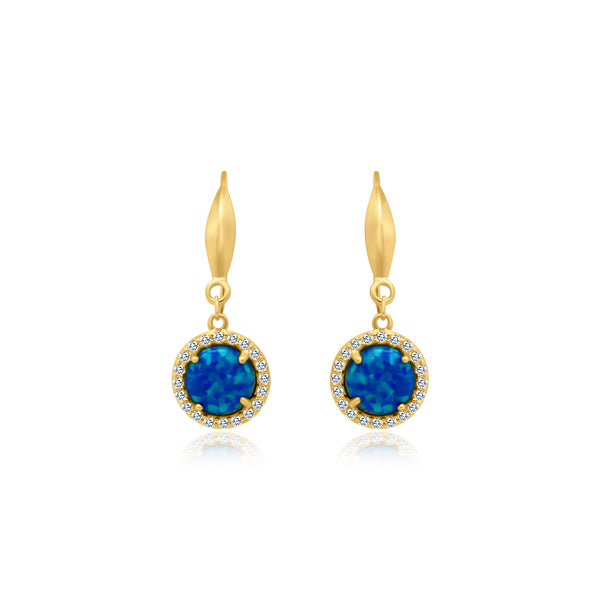 Blue Opal Circle Dangle earrings - Atlanta Jewelers Supply
