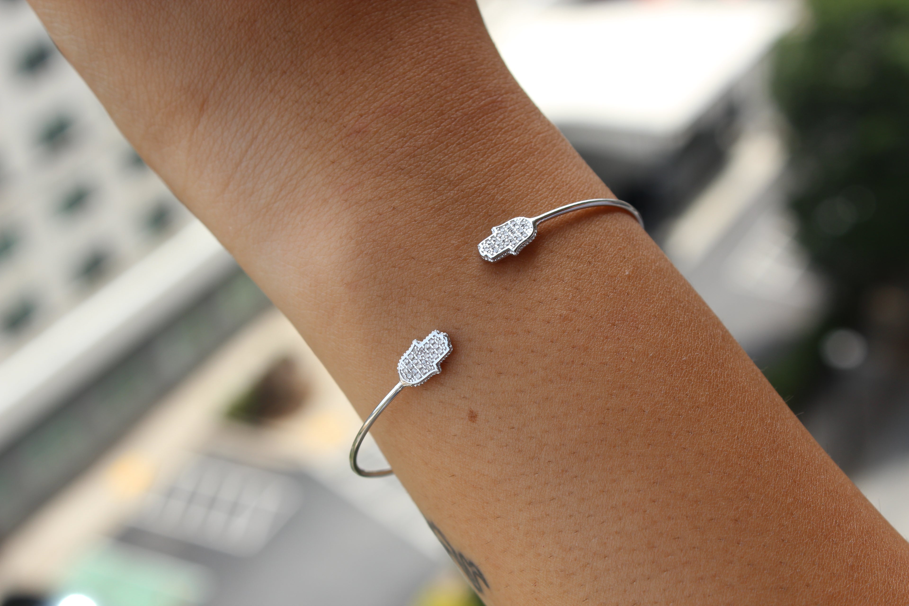 Hamsa Hand Open Bangle - Atlanta Jewelers Supply