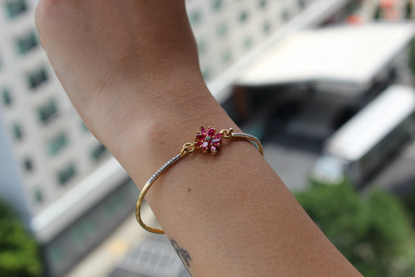 Flower Gemstone Closed Bangle - Atlanta Jewelers Supply