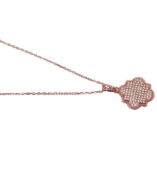 Elegant Engravable Sterling Silver CZ Quarterfoil Two way Necklace - Atlanta Jewelers Supply