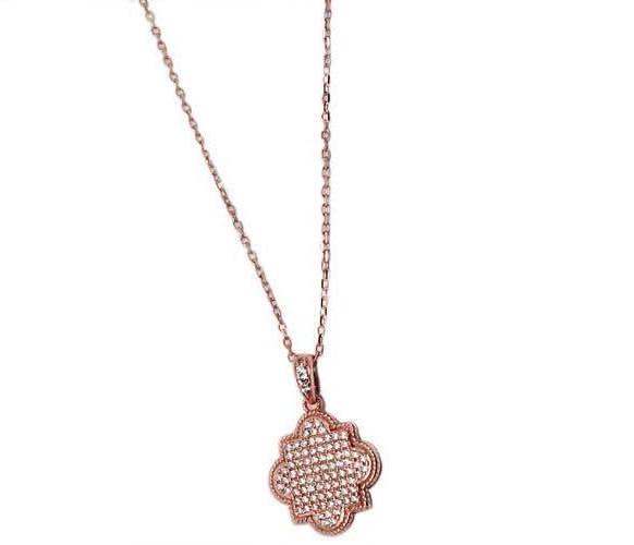Elegant Engravable Sterling Silver CZ Quarterfoil Two way Necklace - Atlanta Jewelers Supply