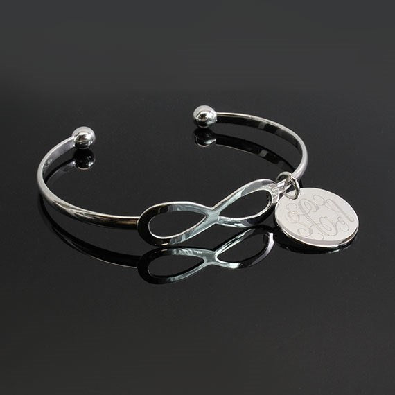 German Silver Infinity Cuff Bracelet With Engravable Disc - Atlanta Jewelers Supply