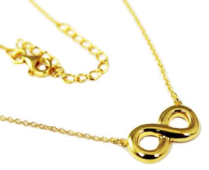 Sterling Silver Elegant Dainty Gold Color Necklace With A Centered 0.7 X 0.4" Infinity Sign - Atlanta Jewelers Supply