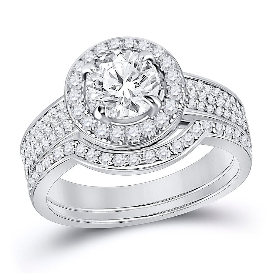 Sterling Silver Circle Cz 2 Band Wedding Set - Atlanta Jewelers Supply