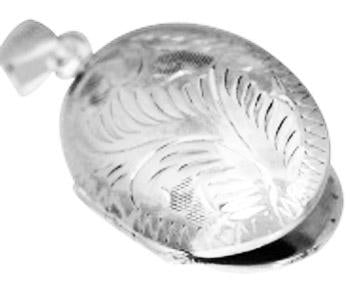 Sterling Silver Puffed Etched Oval Locket - Atlanta Jewelers Supply