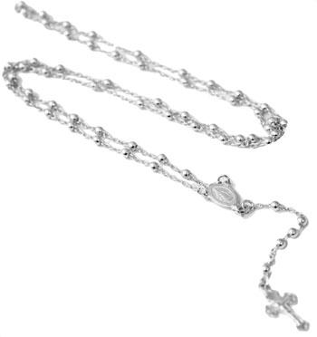 Sterling Silver 4 Mm Bead Rosary With Crucifix And St. Christopher Center Piece - Atlanta Jewelers Supply