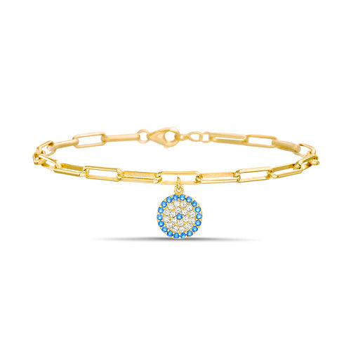 PaperClip CZ Evil Eye Bracelet - Atlanta Jewelers Supply