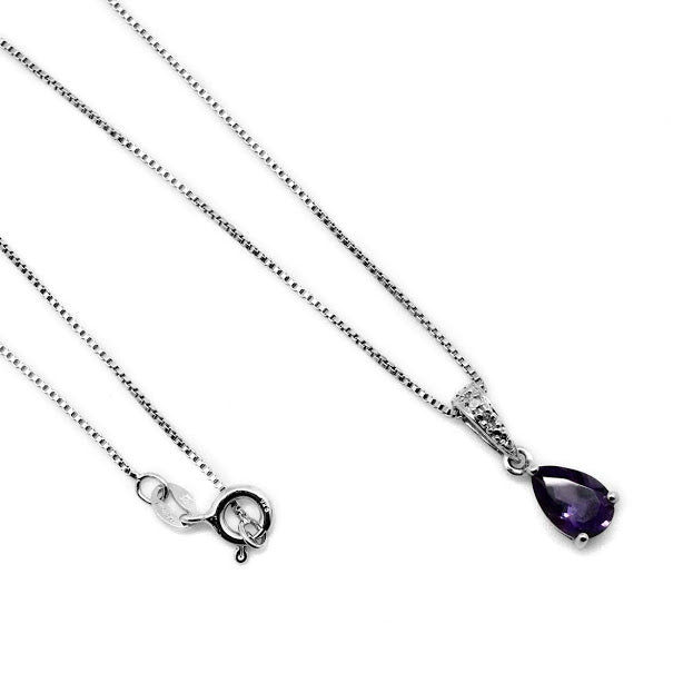 Sterling Silver Purple Gemstone CZ Necklace - Atlanta Jewelers Supply