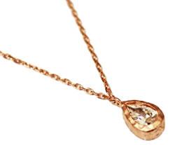An Elegant Sterling Silver Rose Gold Color Tear Drop Shape Necklace With A Centered Clear Cz Stone - Atlanta Jewelers Supply