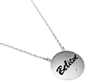 An Elegant Sterling Silver "Believe" Necklace With One Centered Cz Stone - Atlanta Jewelers Supply