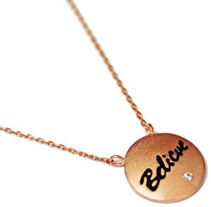 An Elegant Sterling Silver "Believe" Necklace With One Centered Cz Stone