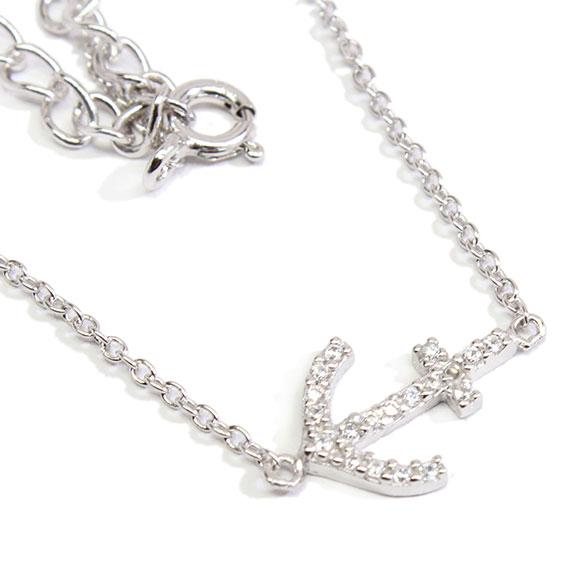 An Elegant Sterling Silver 0.5 X 0.4 Anchor Necklace With Mounted Cz Stones And An Extension - Atlanta Jewelers Supply