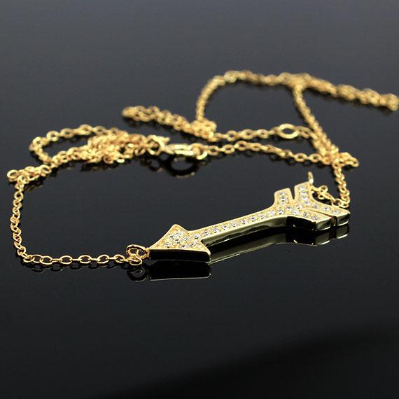 An Elegant Sterling Gold 1 X 0.4 Arrow Necklace With Mounted Cz Stones - Atlanta Jewelers Supply