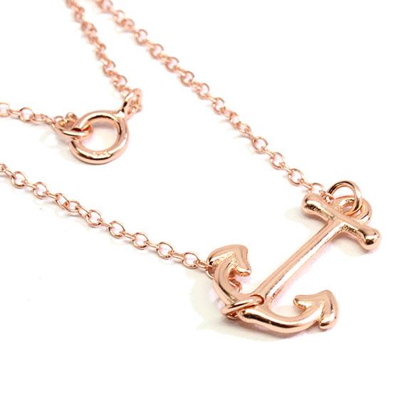 Sterling Silver Sideways Anchor Necklace