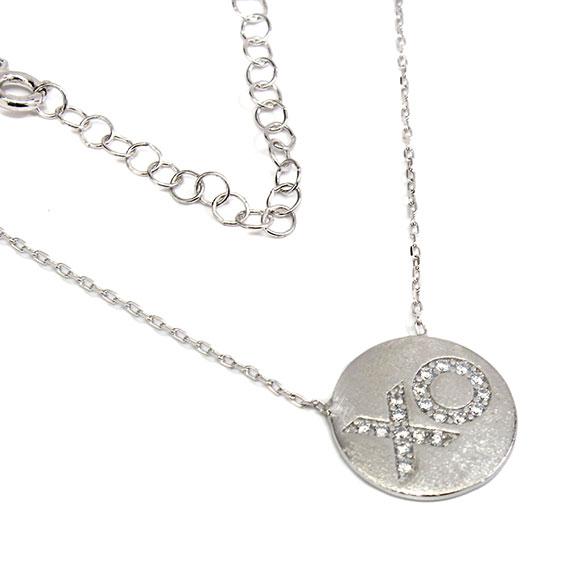 An Elegant Sterling Silver 0.6 Xo Necklace With Cz Mounted Stones - Atlanta Jewelers Supply