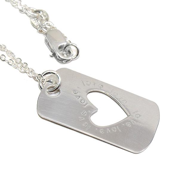 An Elegant Sterling Silver 1 X 0.6 Heart Dog Tag Necklace With The Word Love - Atlanta Jewelers Supply