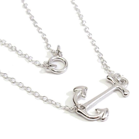 Sterling Silver Sideways Anchor Necklace