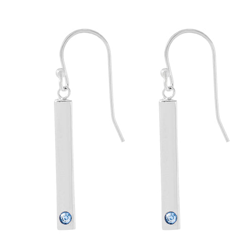 Sterling Silver March Birthstone Bar Earrings
