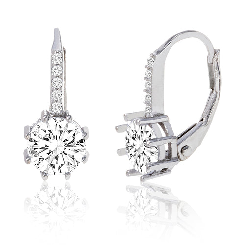 Sterling Silver Leverback CZ Earrings