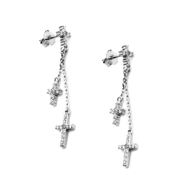 Sparkly Cross Dangle Post Earrings - Atlanta Jewelers Supply