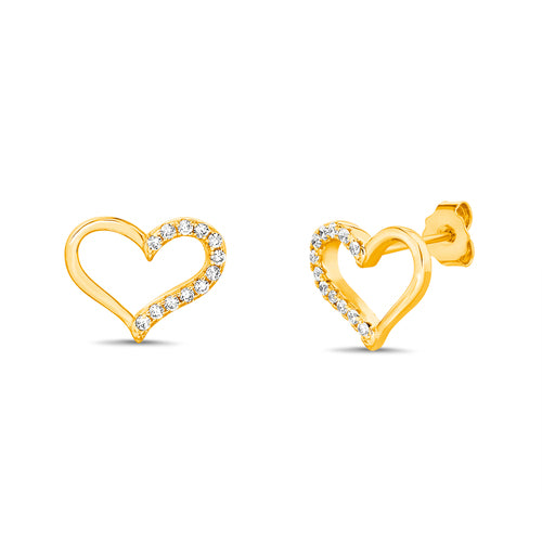 Sterling Silver Gold Plated Open Heart Earrings