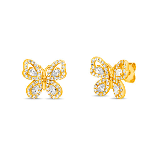 Sterling Silver CZ Butterfly Earrings