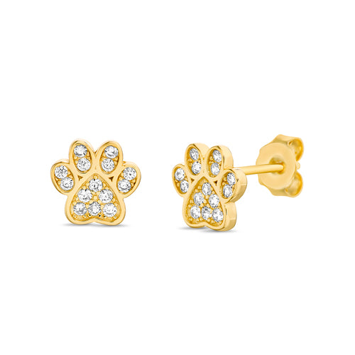 Sterling Silver Paw Print Studs