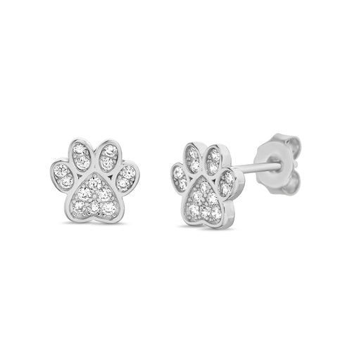 Sterling Silver Paw Print Studs