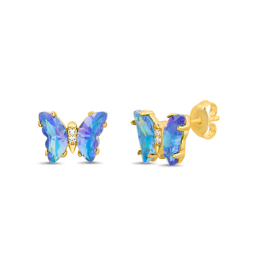 Sterling Silver Gold Plate Aurore Boreale Butterfly Earrings (4 Colors)