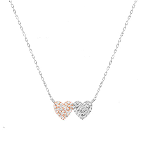 Sterling Silver Double Heart Necklace