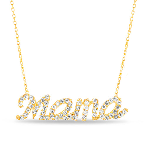 Sterling Silver CZ "MAMA" Necklace (2 Colors)