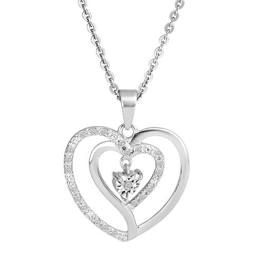 Sterling Silver .10 CTT Diamond Heart Beat Necklace