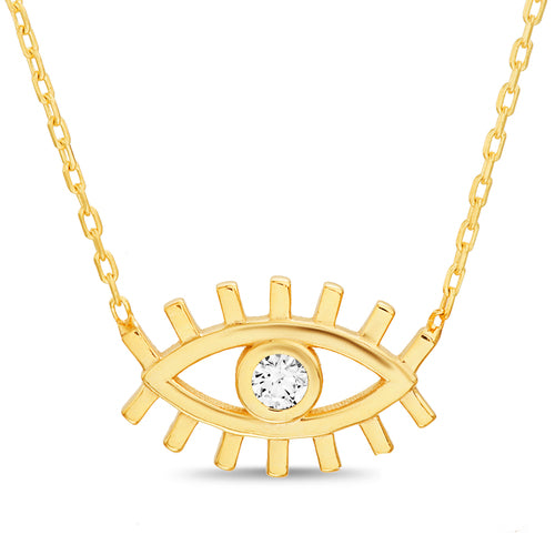 Sterling Silver Gold Plated Evil Eye Necklace