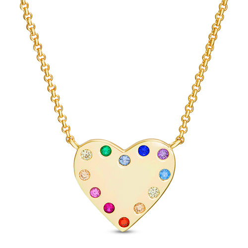 Sterling Silver Gold Plated CZ Heart Station Necklace