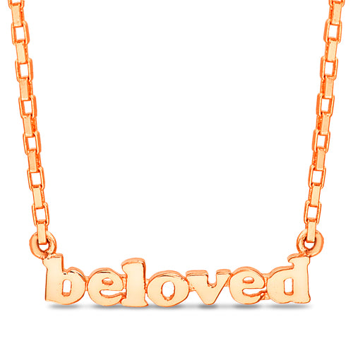 Sterling Silver Rose Gold Plated "BELOVED" Station Necklace