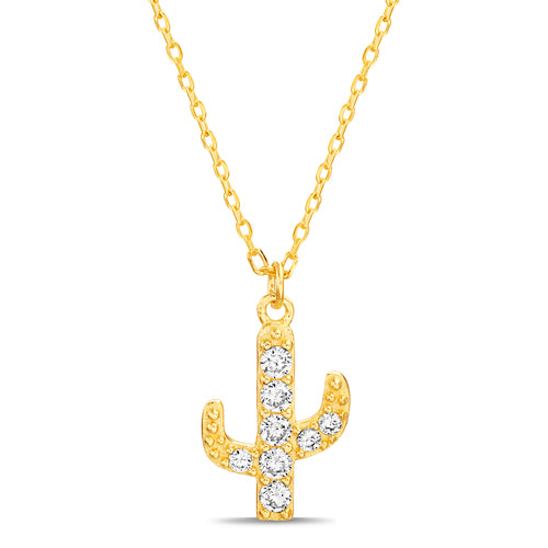 Sterling Silver Gold Plated Cactus Necklace
