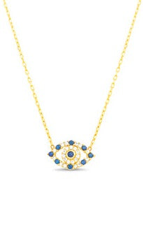 Sterling Silver Gold Plated Evil Eye Necklace