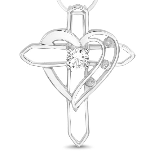 Sterling Silver Heart Cross Pendant