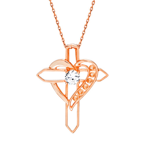 Sterling Silver Heart Cross Pendant