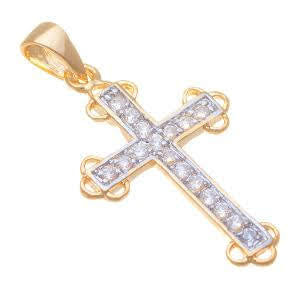 Sterling Silver Gold Clear Cz Cross Pendant - Atlanta Jewelers Supply