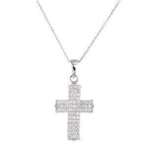 Sterling Silver Clear Cz Cross Pendant - Atlanta Jewelers Supply