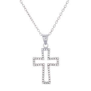 Sterling Silver Clear Cz Cut-Out Cross Pendant - Atlanta Jewelers Supply
